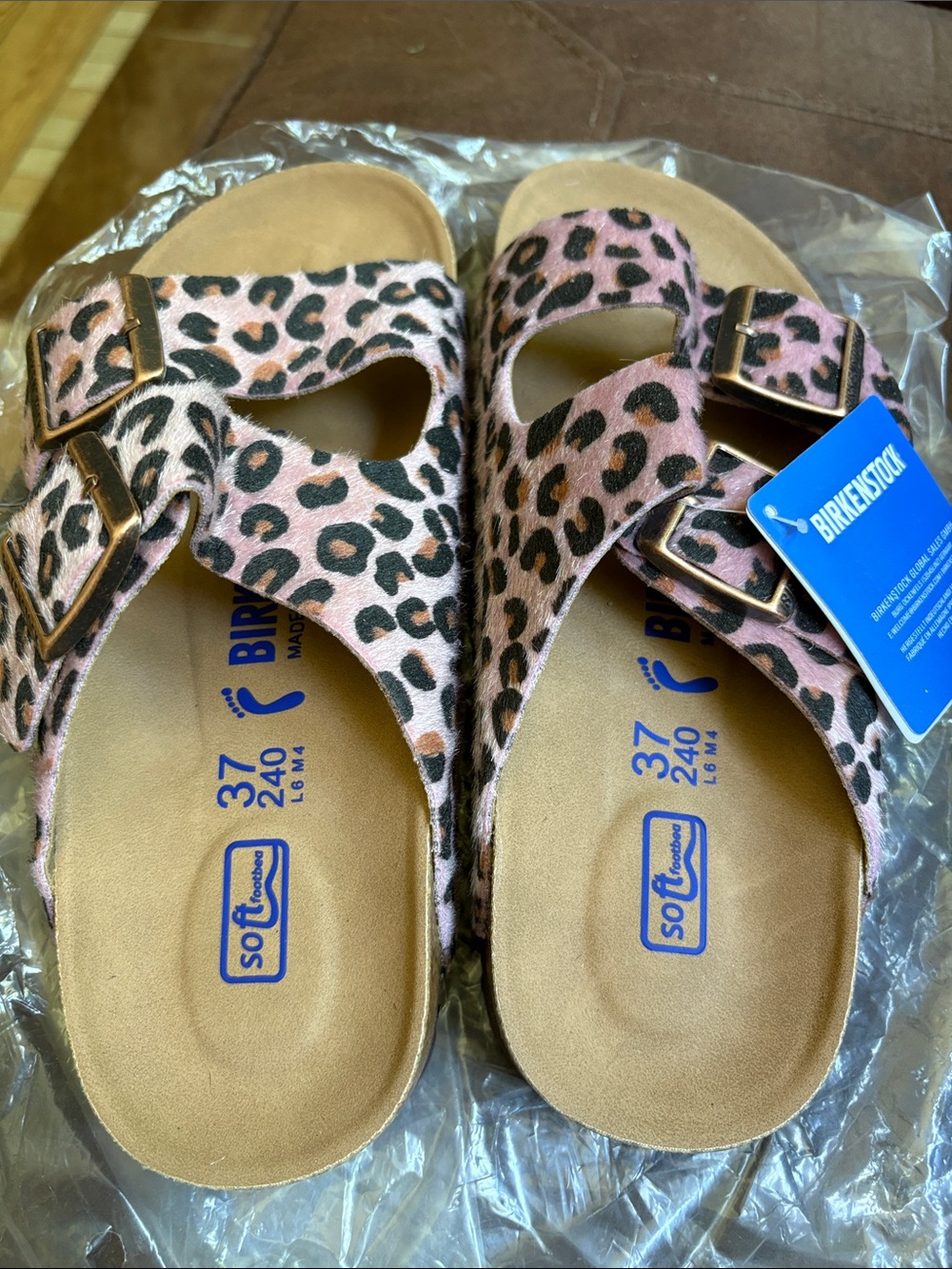 Birkenstock Arizona Leopard Print Sandals in Pink and Brown - Picture 4 of 4